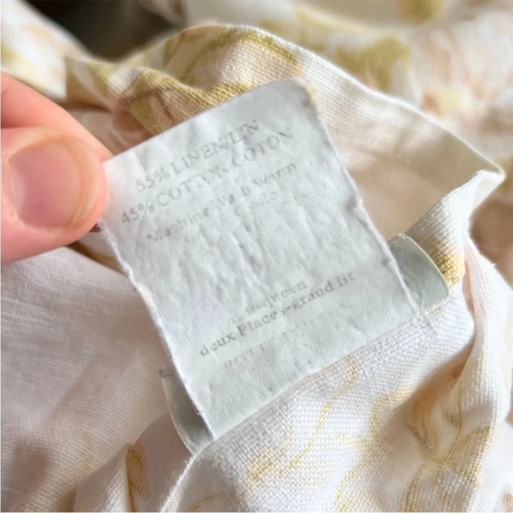 Pottery Barn Hayden Floral Linen Blend FULL/QUEEN Duvet Neutral & 2 Std. Shams